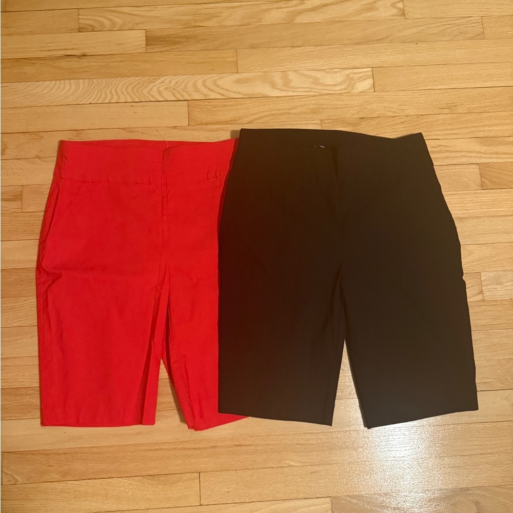 New York & Company Red and Black Women Shorts Bermudas